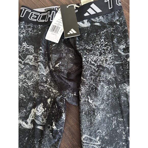 adidas Men's Long Performance Tights Tech-Fit Moisture Wicking Black Multi S - Picture 9 of 10